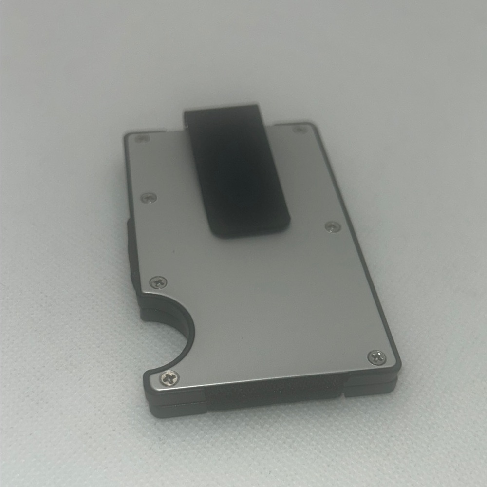 Sleek Silver and Black Card Holder